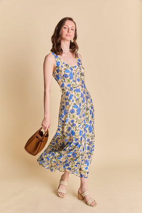 LA'VEN - Floral Print Cotton Midi Dress - DRESSES available at Objectrare