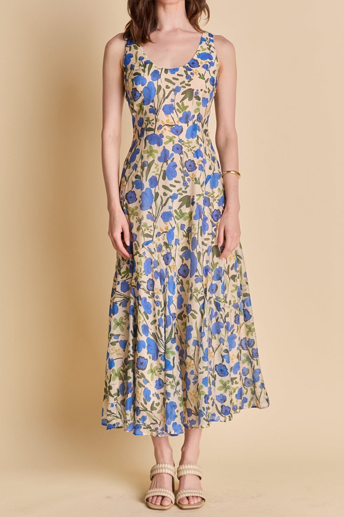 LA'VEN - Floral Print Cotton Midi Dress - DRESSES available at Objectrare
