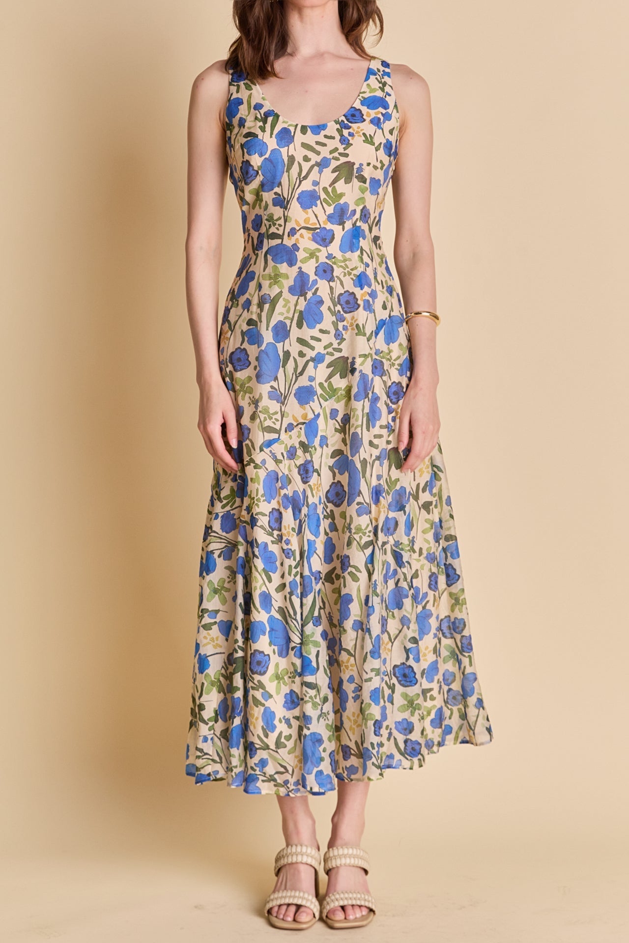 LA'VEN - Floral Print Cotton Midi Dress - DRESSES available at Objectrare