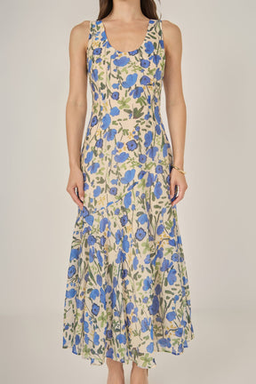 LA'VEN - Floral Print Cotton Midi Dress - DRESSES available at Objectrare