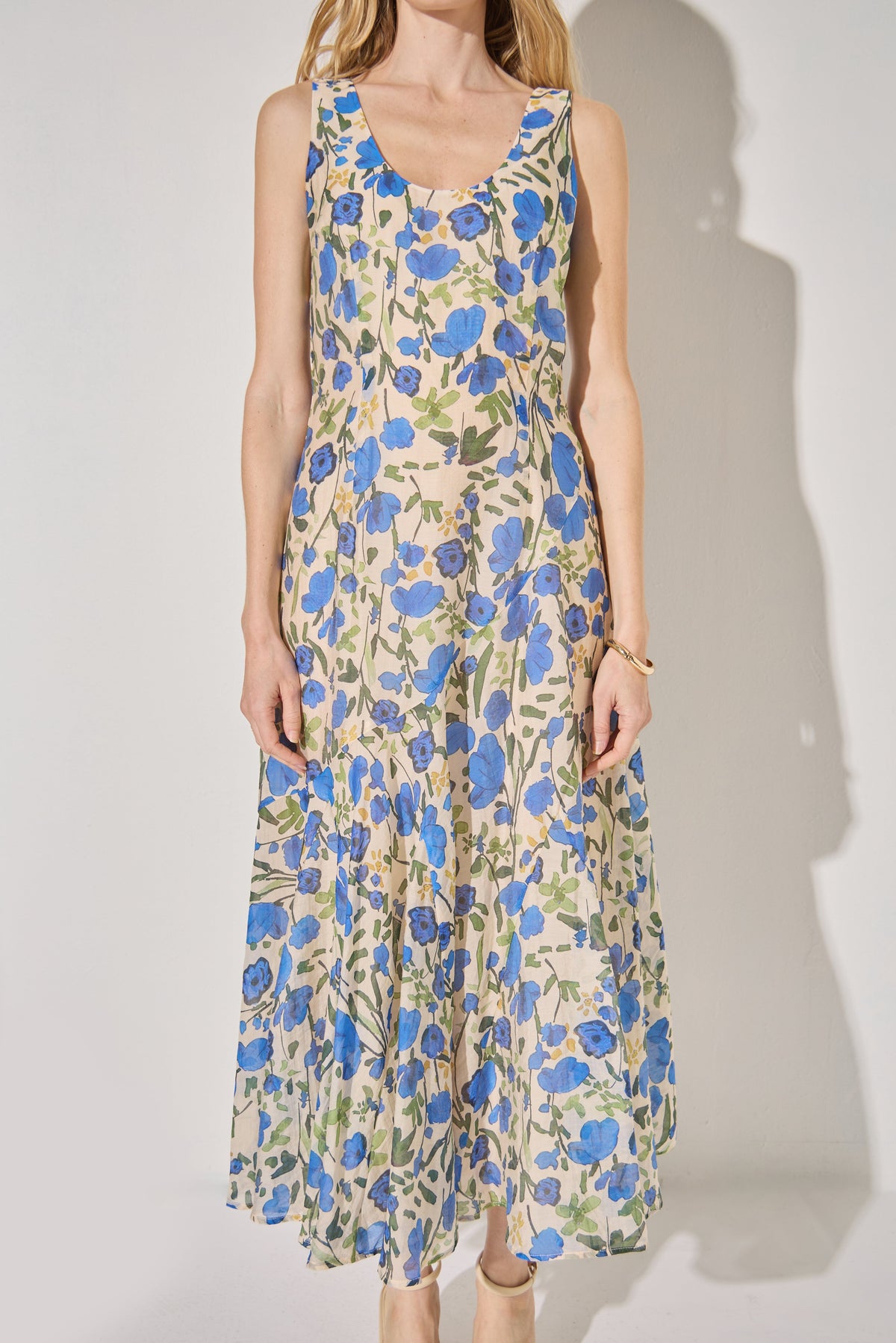 LA'VEN - Floral Print Cotton Midi Dress - DRESSES available at Objectrare