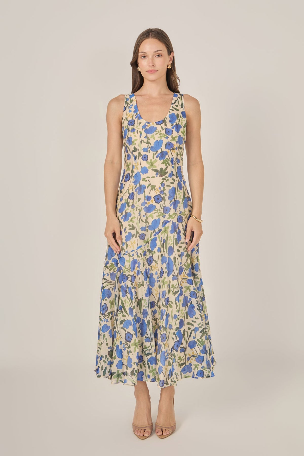 LA'VEN - Floral Print Cotton Midi Dress - DRESSES available at Objectrare