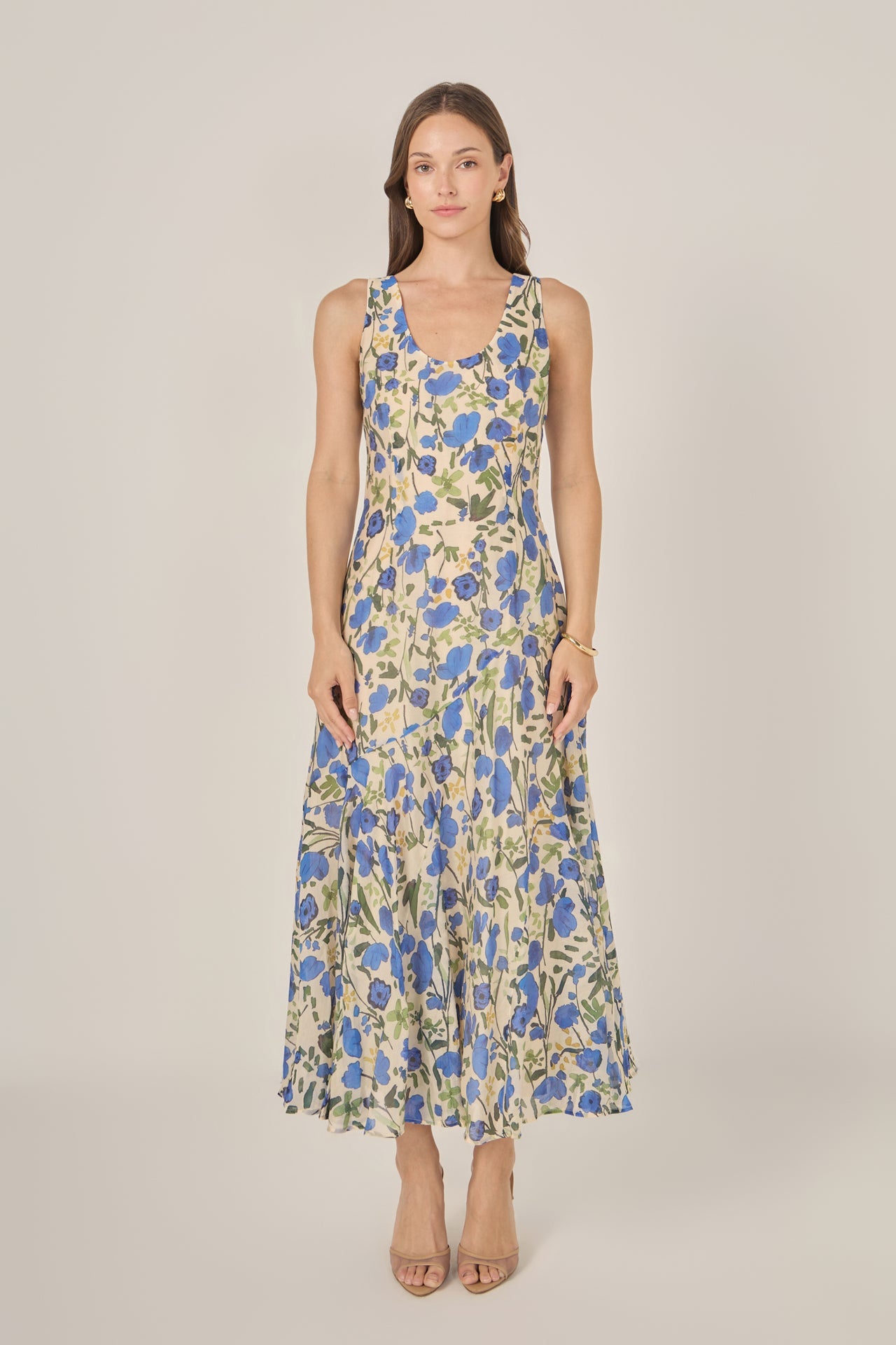 LA'VEN - Floral Print Cotton Midi Dress - DRESSES available at Objectrare