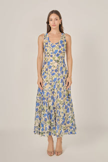 LA'VEN - Floral Print Cotton Midi Dress - DRESSES available at Objectrare