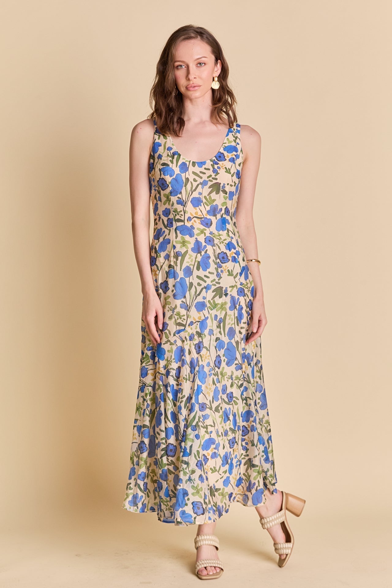 LA'VEN - Floral Print Cotton Midi Dress - DRESSES available at Objectrare