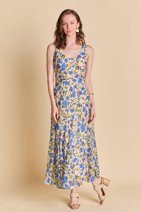 LA'VEN - Floral Print Cotton Midi Dress - DRESSES available at Objectrare