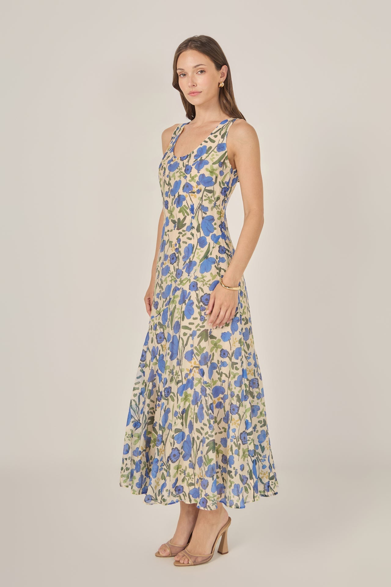 LA'VEN - Floral Print Cotton Midi Dress - DRESSES available at Objectrare