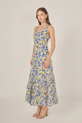 LA'VEN - Floral Print Cotton Midi Dress - DRESSES available at Objectrare