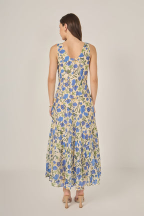LA'VEN - Floral Print Cotton Midi Dress - DRESSES available at Objectrare