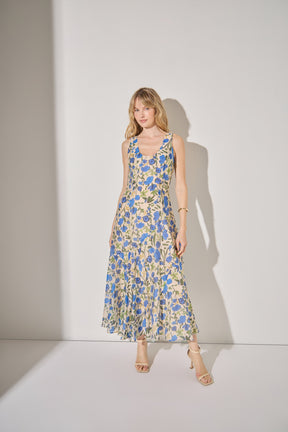 Floral Print Cotton Midi Dress