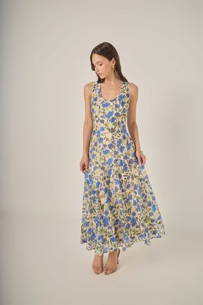 LA'VEN - Floral Print Cotton Midi Dress - DRESSES available at Objectrare