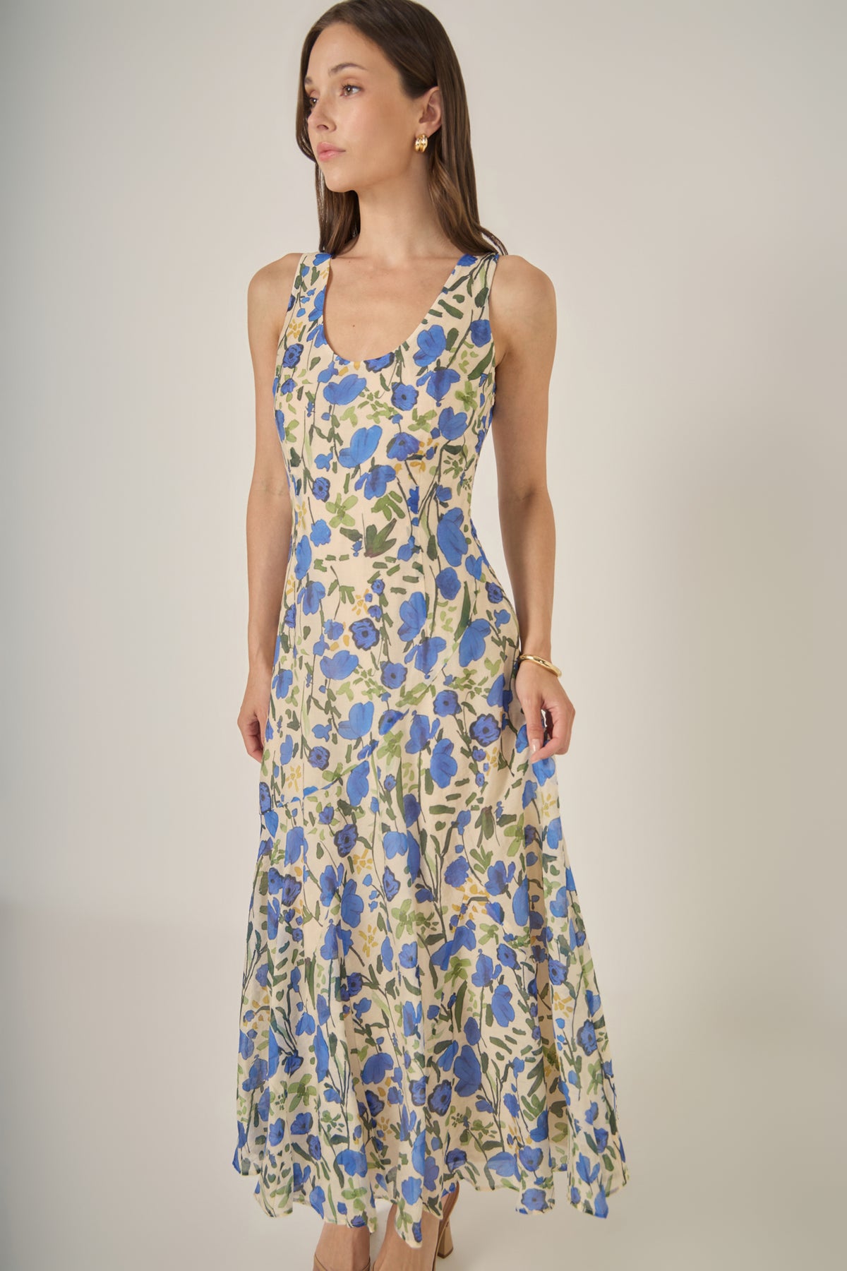 Floral Print Cotton Midi Dress