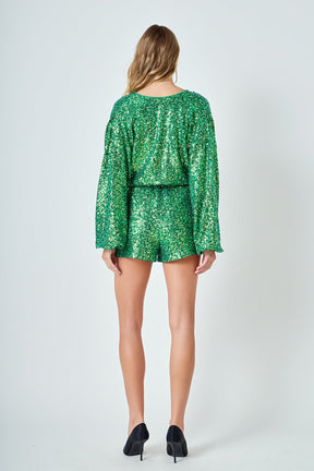 ENDLESS ROSE - Sequin Romper - ROMPERS available at Objectrare