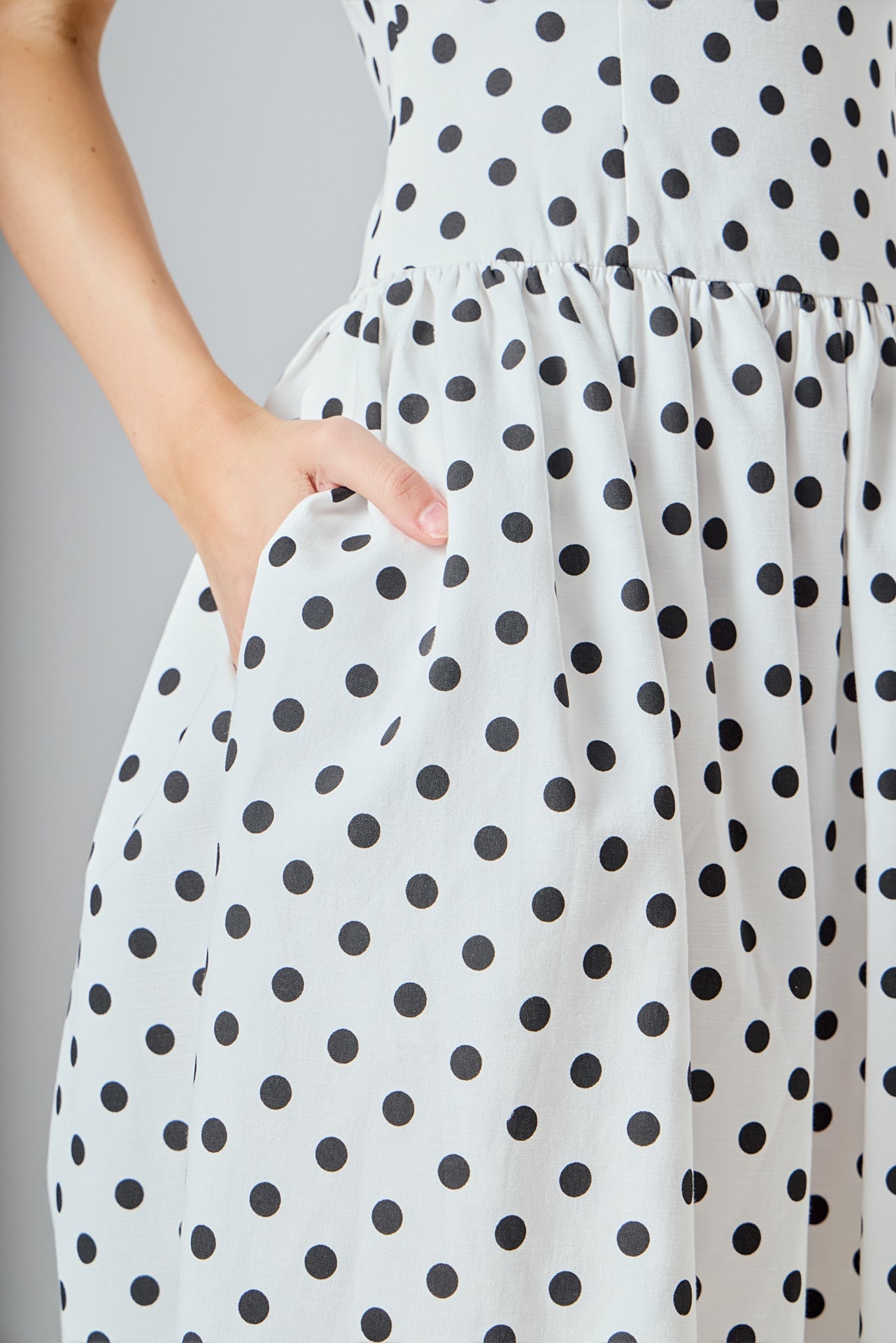 ENDLESS ROSE - Strapless Polka Dot Taffeta Midi Dress - DRESSES available at Objectrare