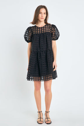 ENGLISH FACTORY - English Factory - Gridded Organza Mini Dress - DRESSES available at Objectrare