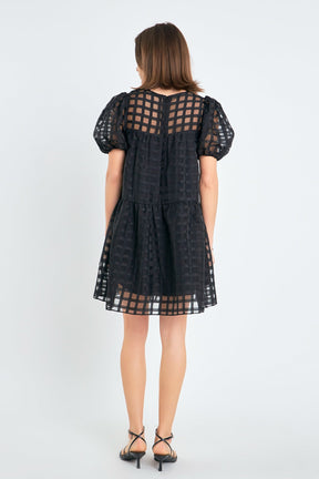 ENGLISH FACTORY - English Factory - Gridded Organza Mini Dress - DRESSES available at Objectrare