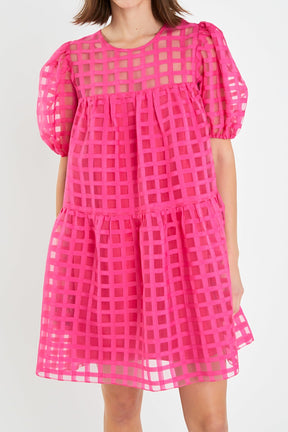 ENGLISH FACTORY - English Factory - Gridded Organza Mini Dress - DRESSES available at Objectrare