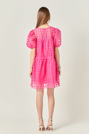 Gridded Organza Mini Dress