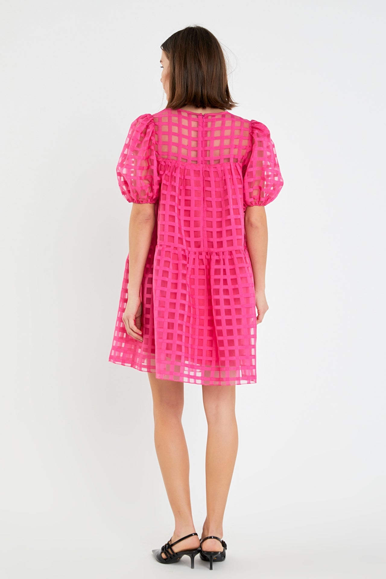 ENGLISH FACTORY - English Factory - Gridded Organza Mini Dress - DRESSES available at Objectrare