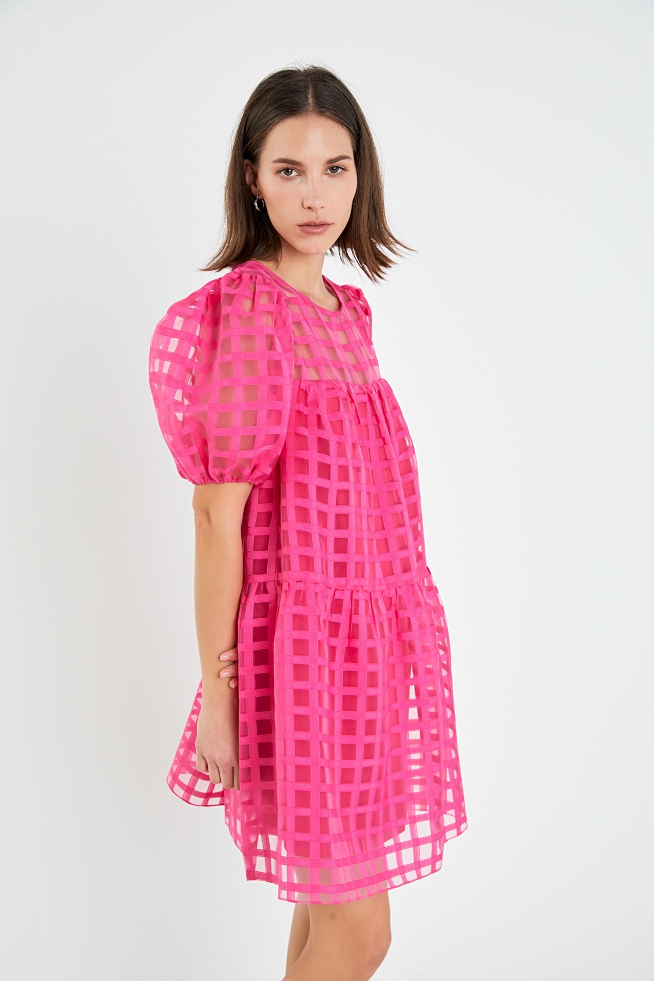 ENGLISH FACTORY - English Factory - Gridded Organza Mini Dress - DRESSES available at Objectrare