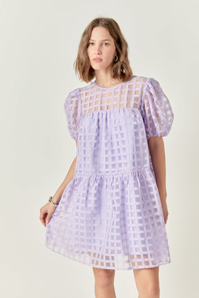 ENGLISH FACTORY - Gridded Organza Mini Dress - DRESSES available at Objectrare