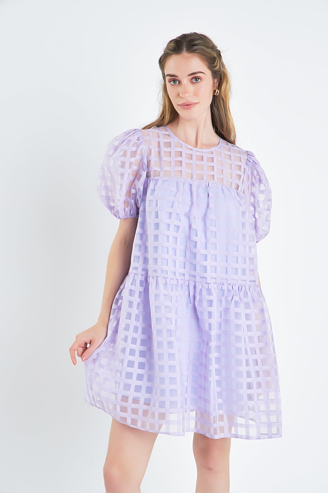 English Factory - Gridded Organza Mini Dress