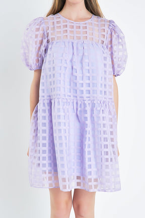 English Factory - Gridded Organza Mini Dress