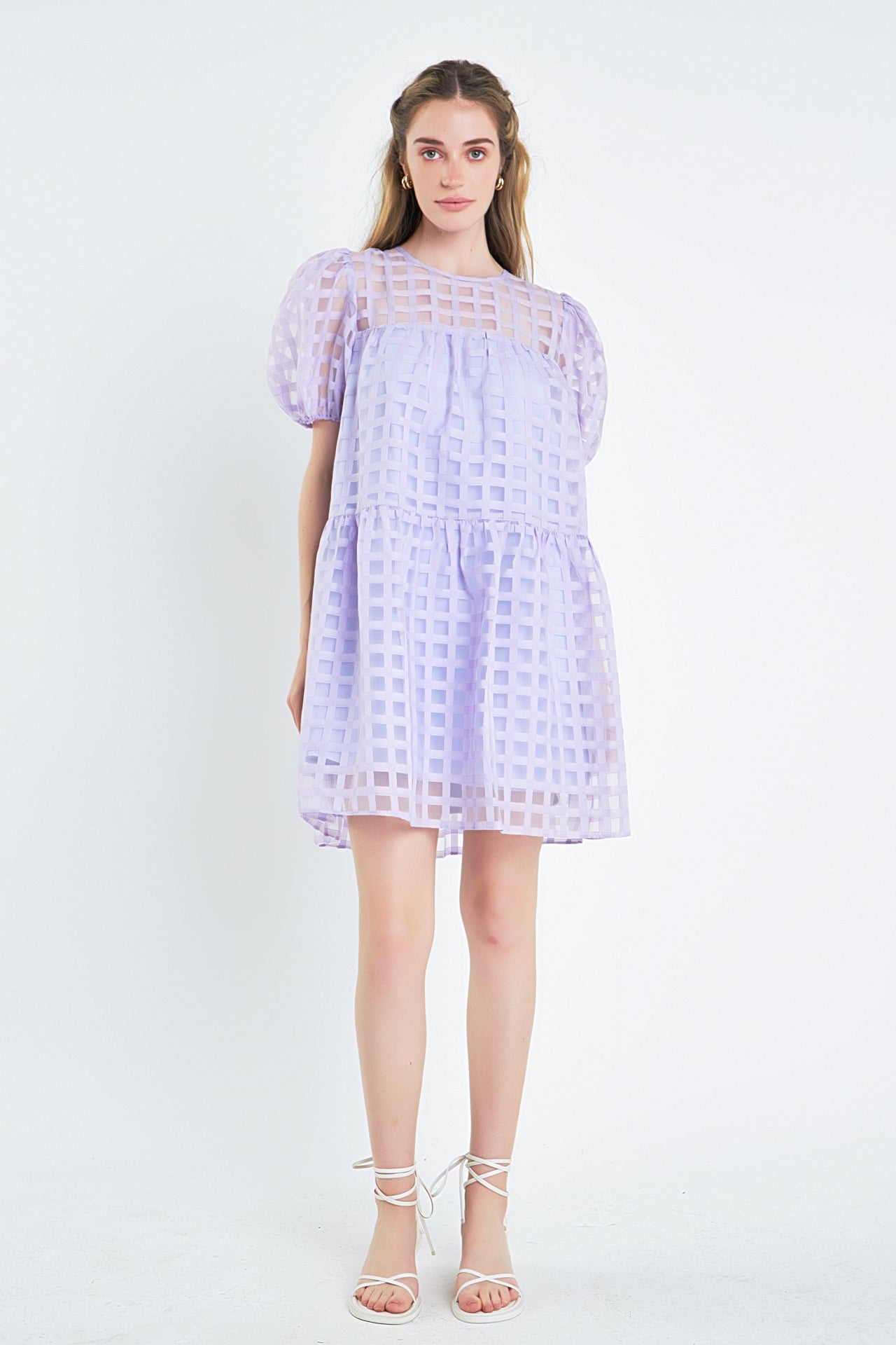 English Factory - Gridded Organza Mini Dress