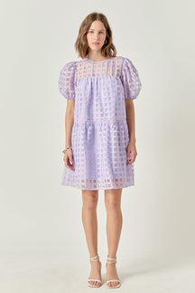 ENGLISH FACTORY - Gridded Organza Mini Dress - DRESSES available at Objectrare