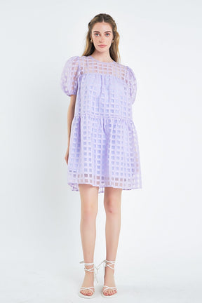 English Factory - Gridded Organza Mini Dress