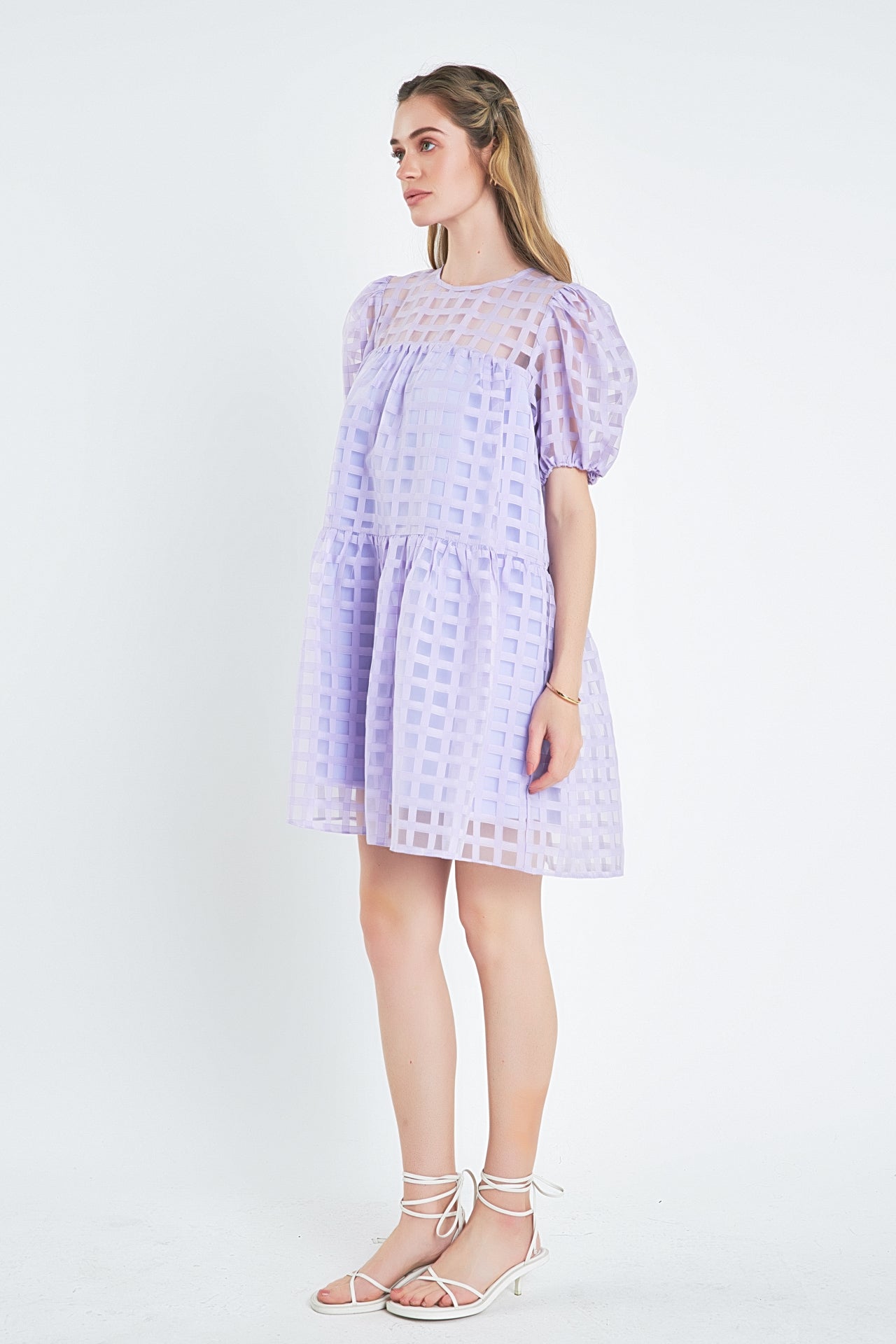 English Factory - Gridded Organza Mini Dress