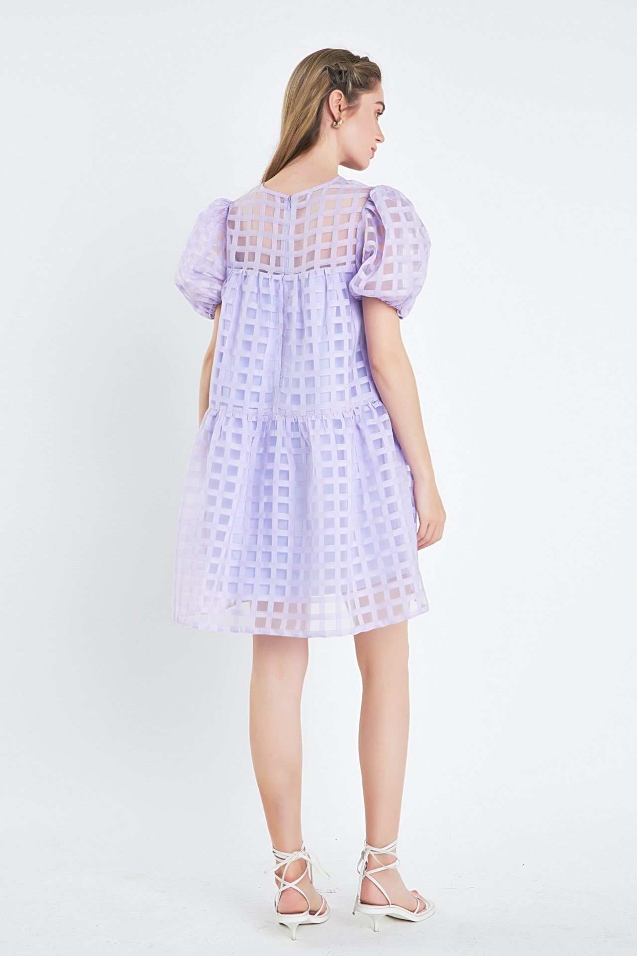 English Factory - Gridded Organza Mini Dress