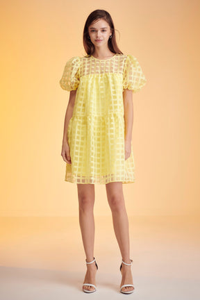 English Factory - Gridded Organza Mini Dress