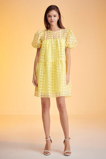 English Factory - Gridded Organza Mini Dress