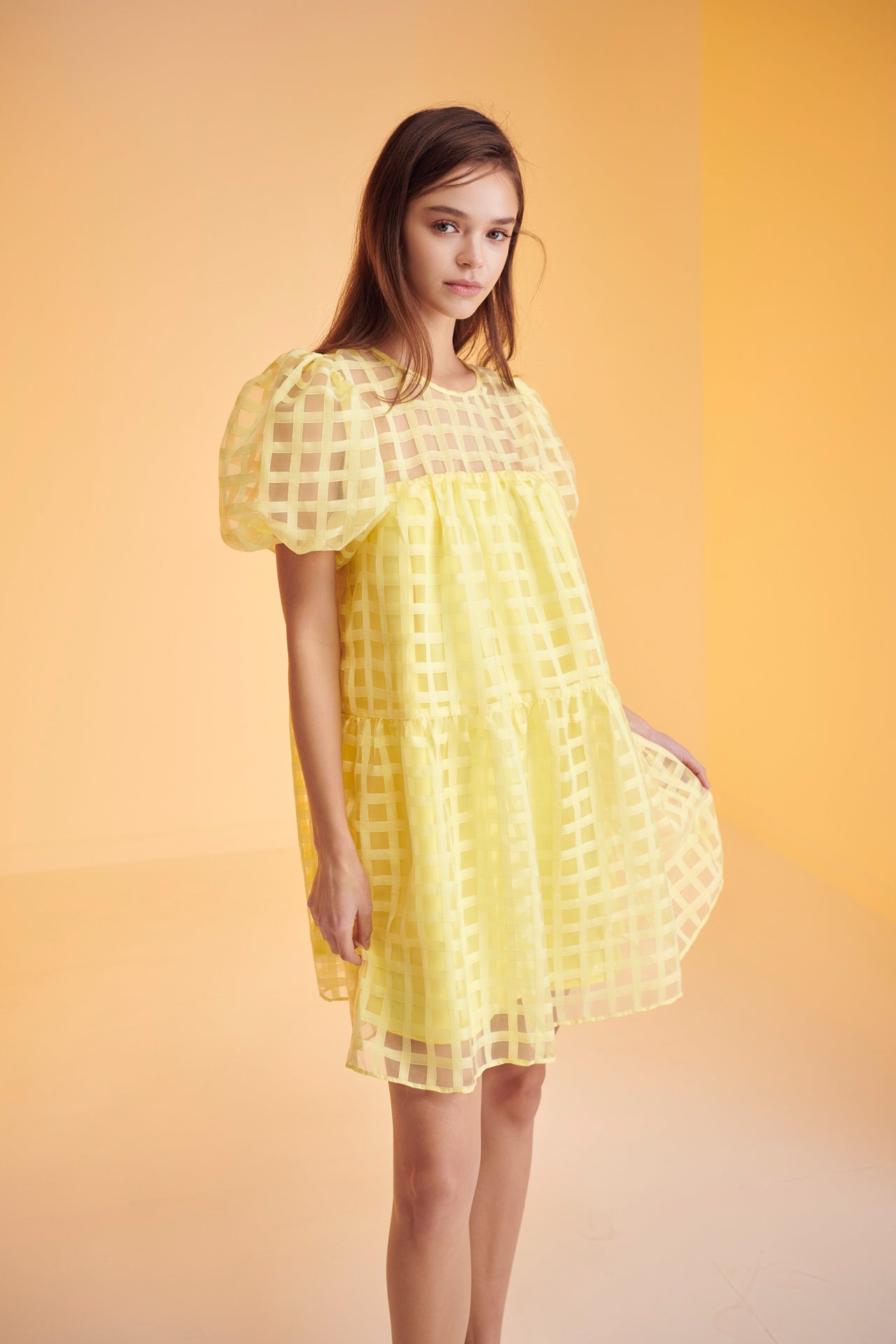 English Factory - Gridded Organza Mini Dress