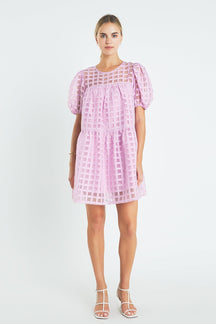 ENGLISH FACTORY - English Factory - Gridded Organza Mini Dress - DRESSES available at Objectrare