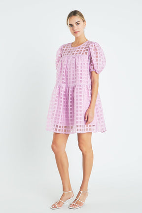 ENGLISH FACTORY - English Factory - Gridded Organza Mini Dress - DRESSES available at Objectrare