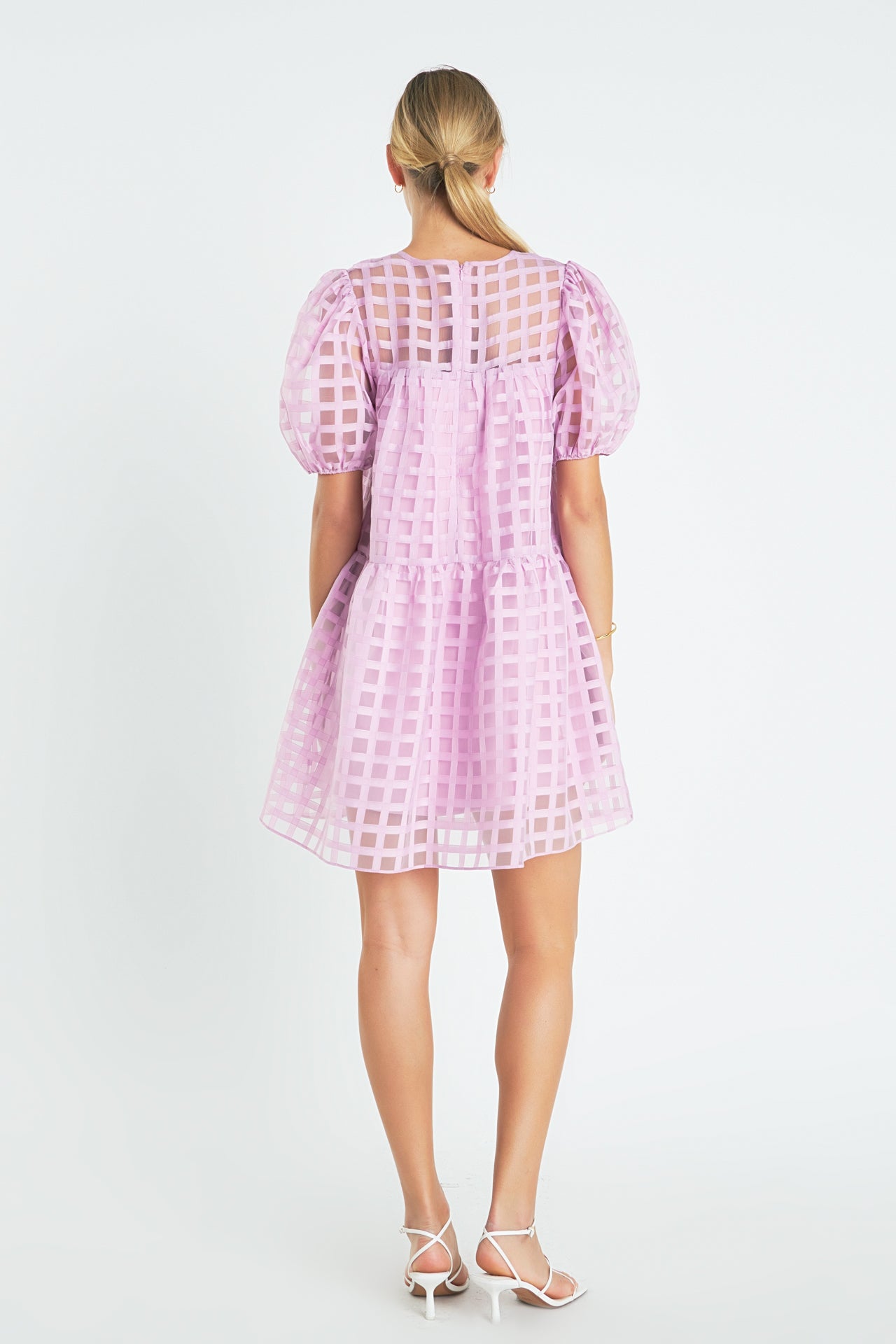 ENGLISH FACTORY - English Factory - Gridded Organza Mini Dress - DRESSES available at Objectrare