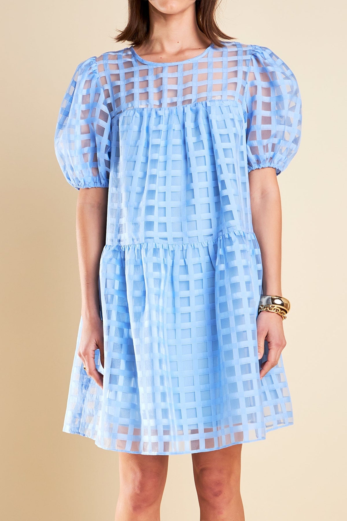 ENGLISH FACTORY - Gridded Organza Mini Dress - DRESSES available at Objectrare