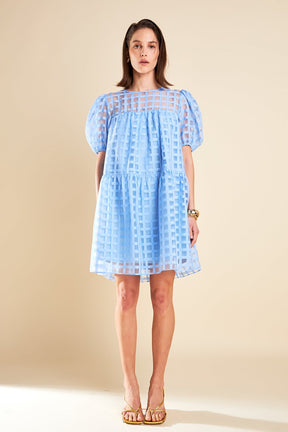 ENGLISH FACTORY - English Factory - Gridded Organza Mini Dress - DRESSES available at Objectrare