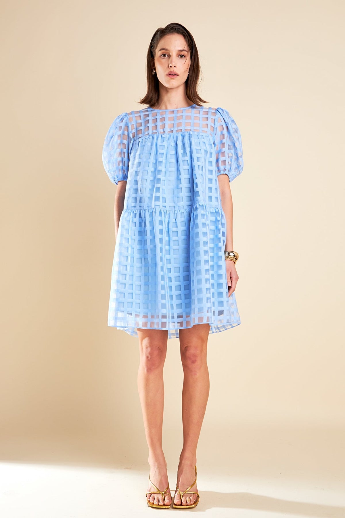 ENGLISH FACTORY - Gridded Organza Mini Dress - DRESSES available at Objectrare