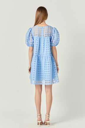 Gridded Organza Mini Dress
