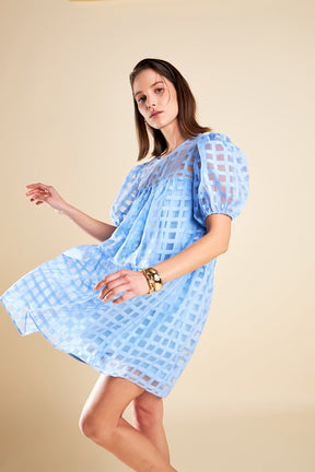 ENGLISH FACTORY - English Factory - Gridded Organza Mini Dress - DRESSES available at Objectrare