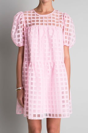 ENGLISH FACTORY - English Factory - Gridded Organza Mini Dress - DRESSES available at Objectrare