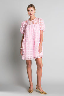 ENGLISH FACTORY - English Factory - Gridded Organza Mini Dress - DRESSES available at Objectrare