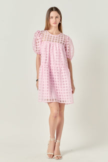 ENGLISH FACTORY - Gridded Organza Mini Dress - DRESSES available at Objectrare