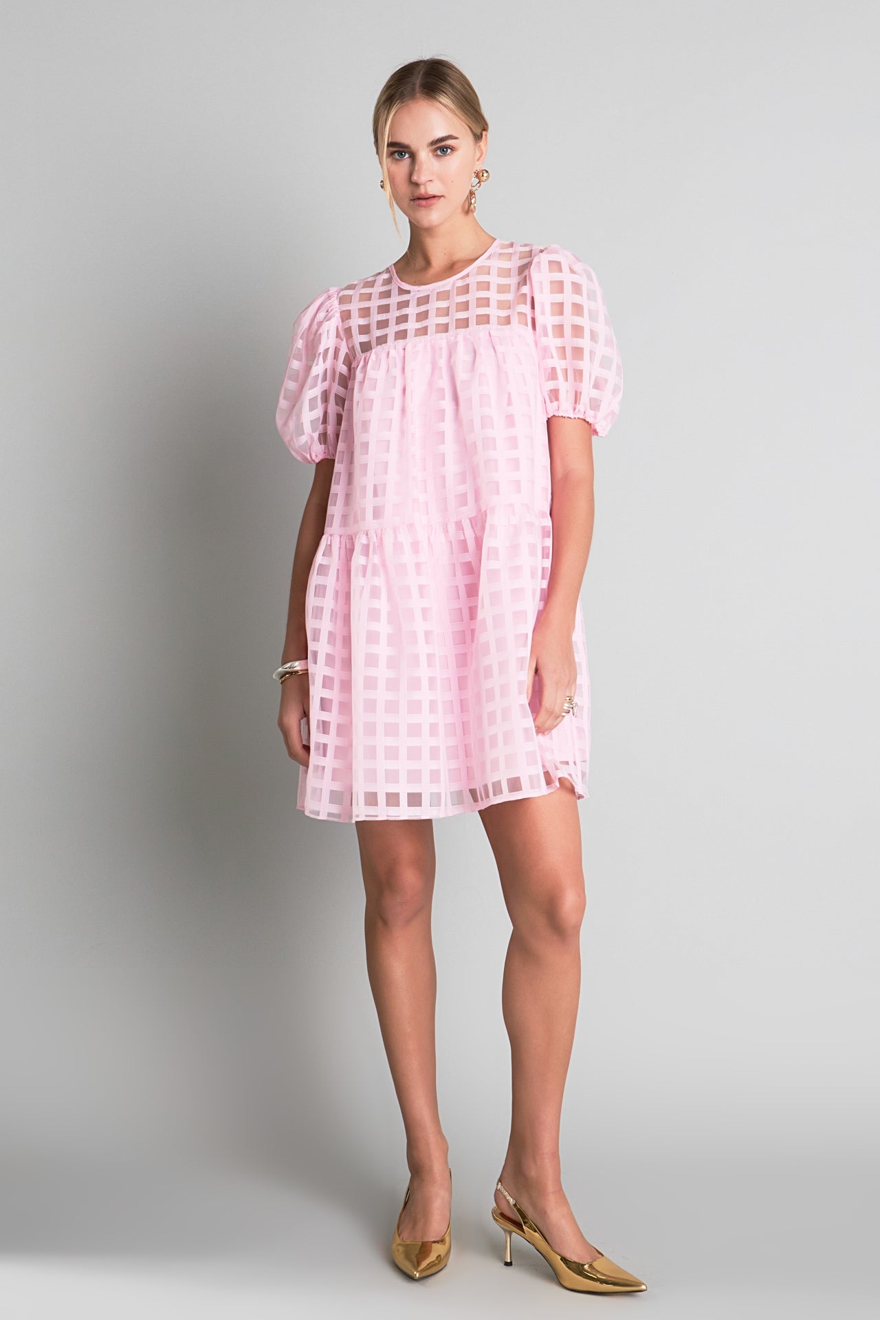 ENGLISH FACTORY - English Factory - Gridded Organza Mini Dress - DRESSES available at Objectrare