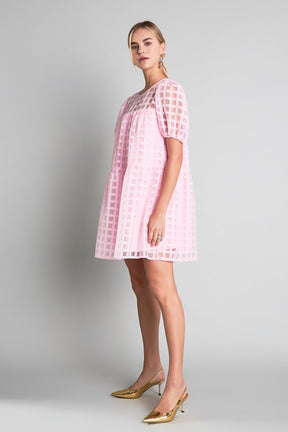 ENGLISH FACTORY - English Factory - Gridded Organza Mini Dress - DRESSES available at Objectrare