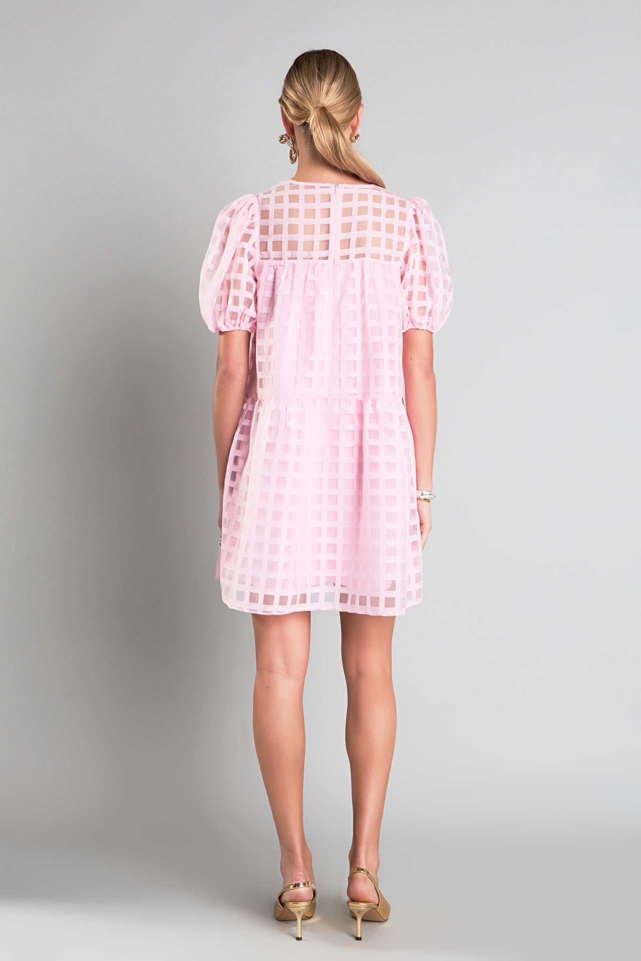 ENGLISH FACTORY - English Factory - Gridded Organza Mini Dress - DRESSES available at Objectrare