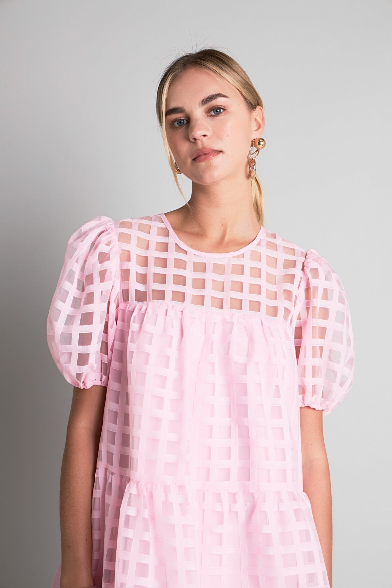 ENGLISH FACTORY - English Factory - Gridded Organza Mini Dress - DRESSES available at Objectrare